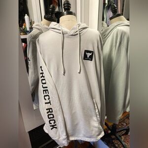 Under Armour Project Rock Men’s White Hoodie, Size XL (*some stains noted)